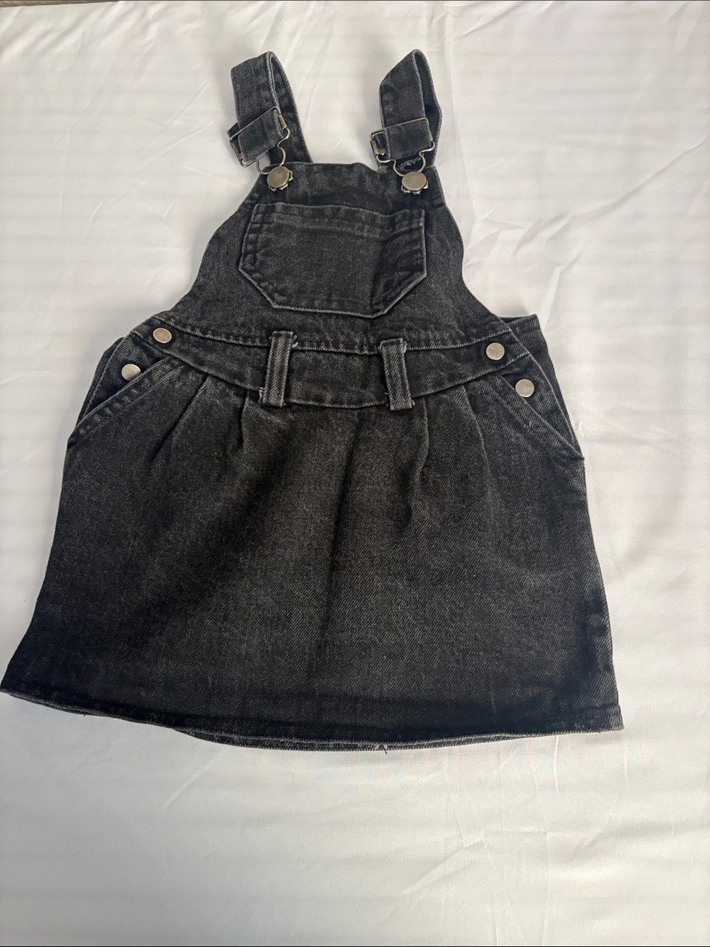 Vintage healthtex Black Denim Overall Skirt with Front Pocket